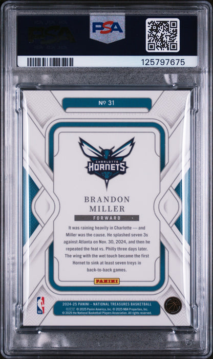 2024 Panini National Treasures Brandon Miller Royal PSA 8