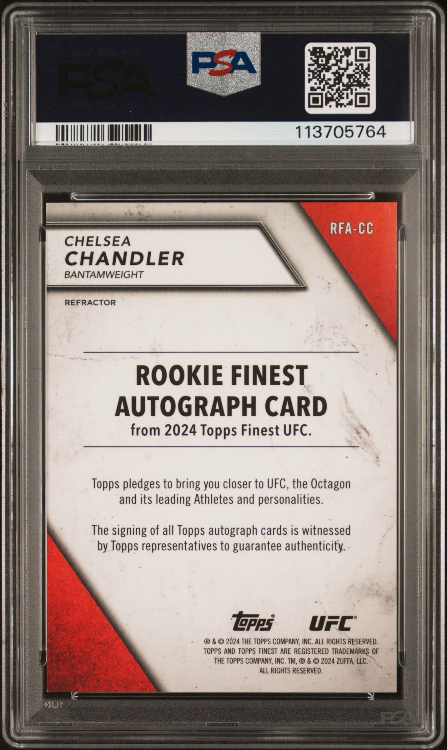 2024 Topps Finest UFC Chelsea Chandler auto refractor /99 PSA 8/10