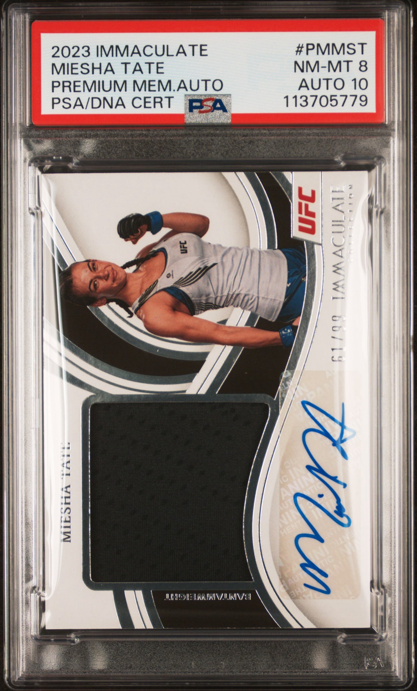 2023 Panini Immaculate Miesha Tate premium patch/auto PSA 8/10