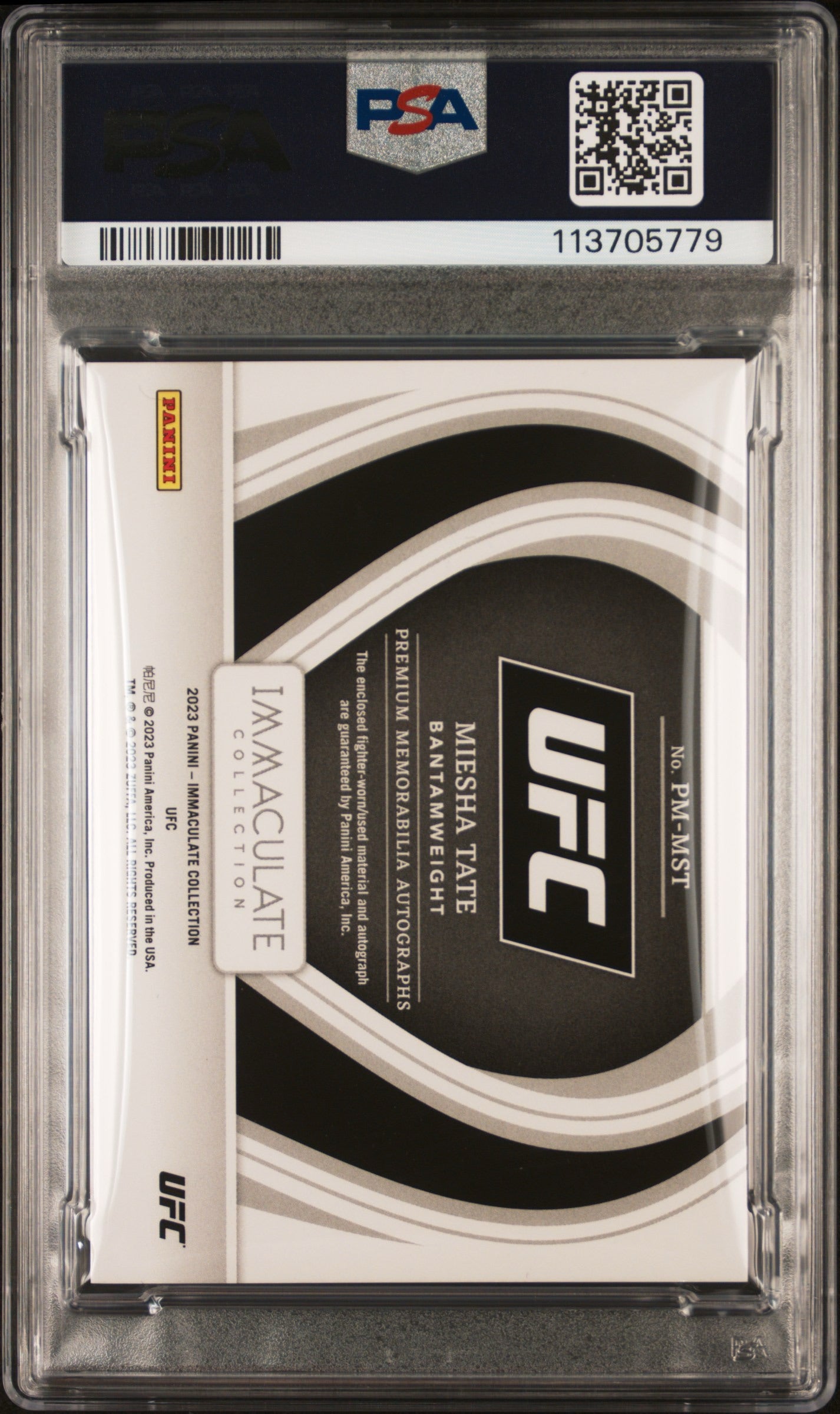 2023 Panini Immaculate Miesha Tate premium patch/auto PSA 8/10