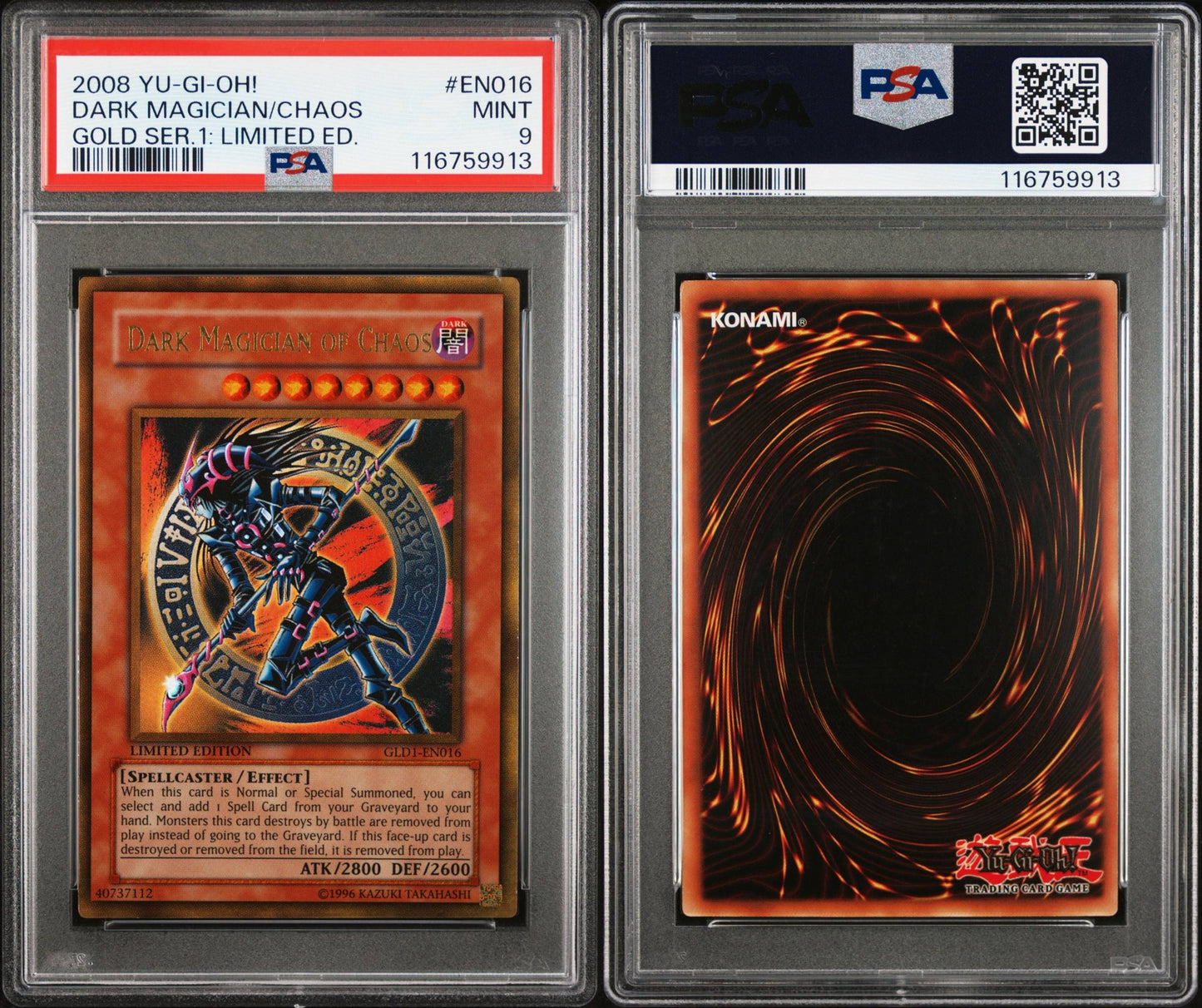 2008 Dark Magician of Chaos gold series PSA 9