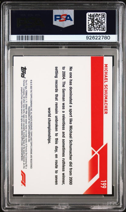2023 TOPPS CHROME FORMULA 1 AQUA WAVE MICHAEL SCHUMACHER 019/150 PSA 10