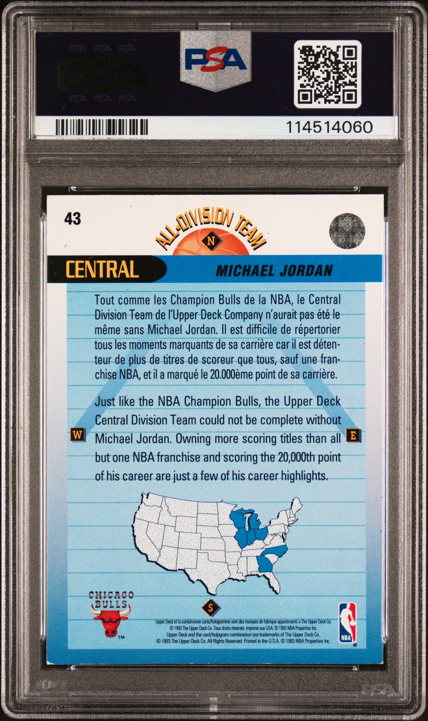 1992 U.D. International Michael Jordan FRENCH PSA 3.5