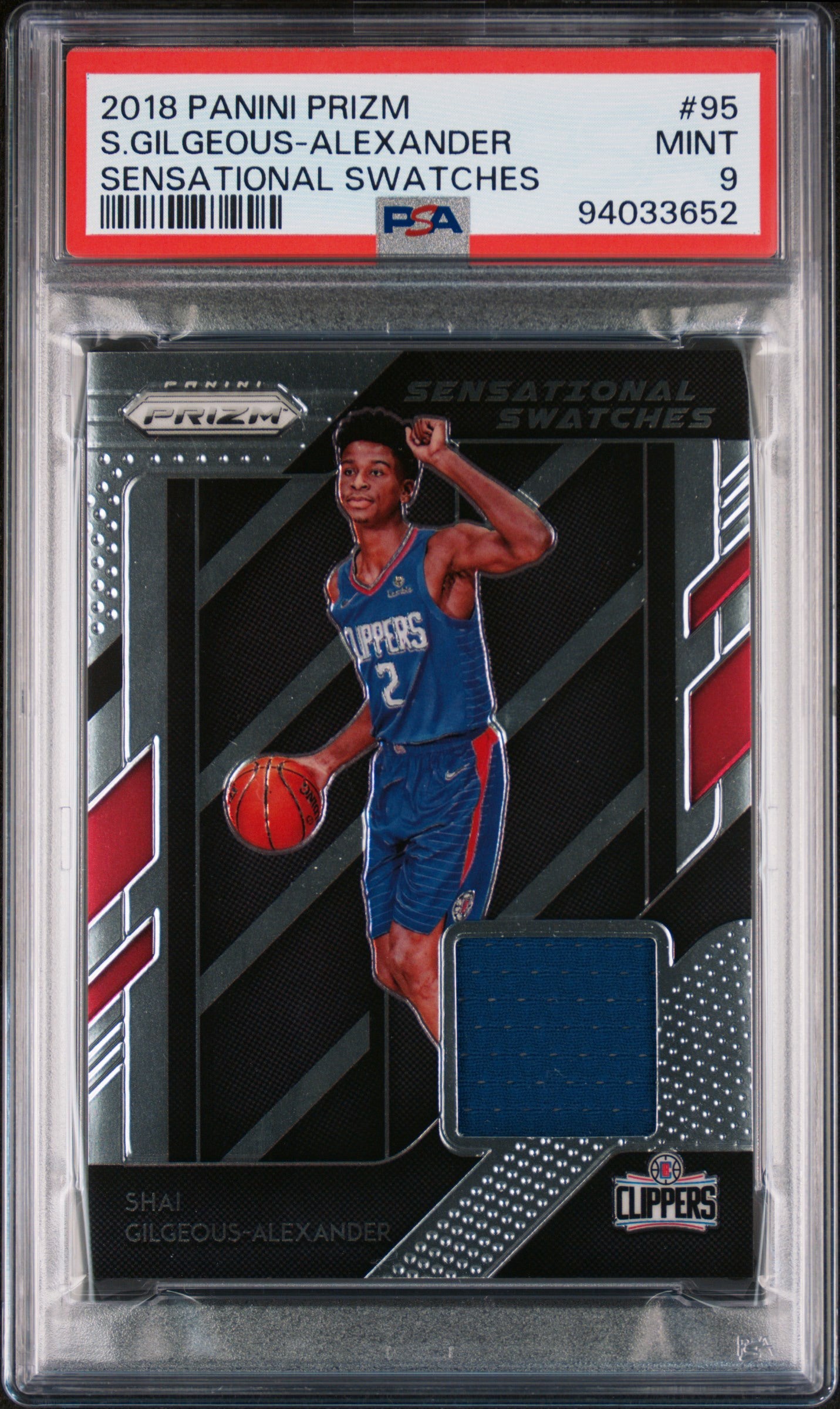 2018 Panini Prizm Shai Gilgeous Alexander sensational swatches PSA 9
