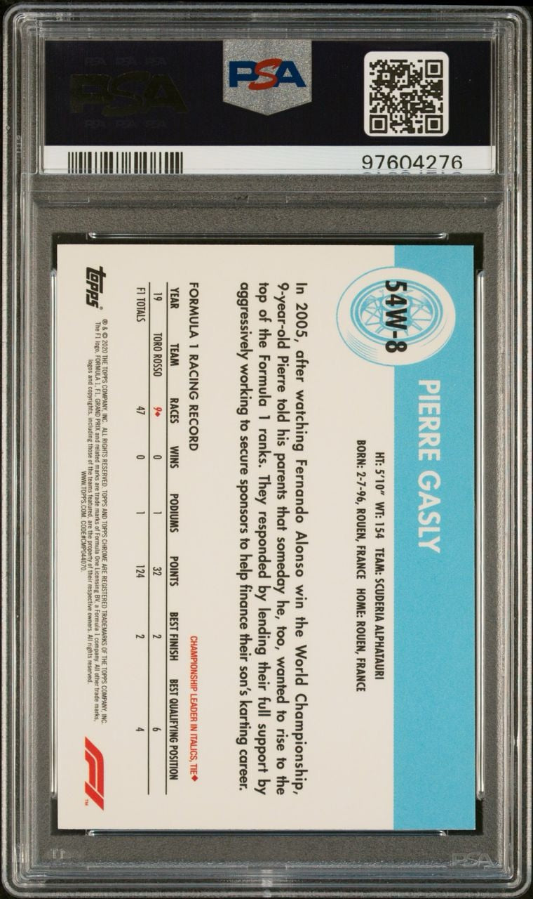 2020 Topps Chrome F1 Pierre Gasly PSA 9