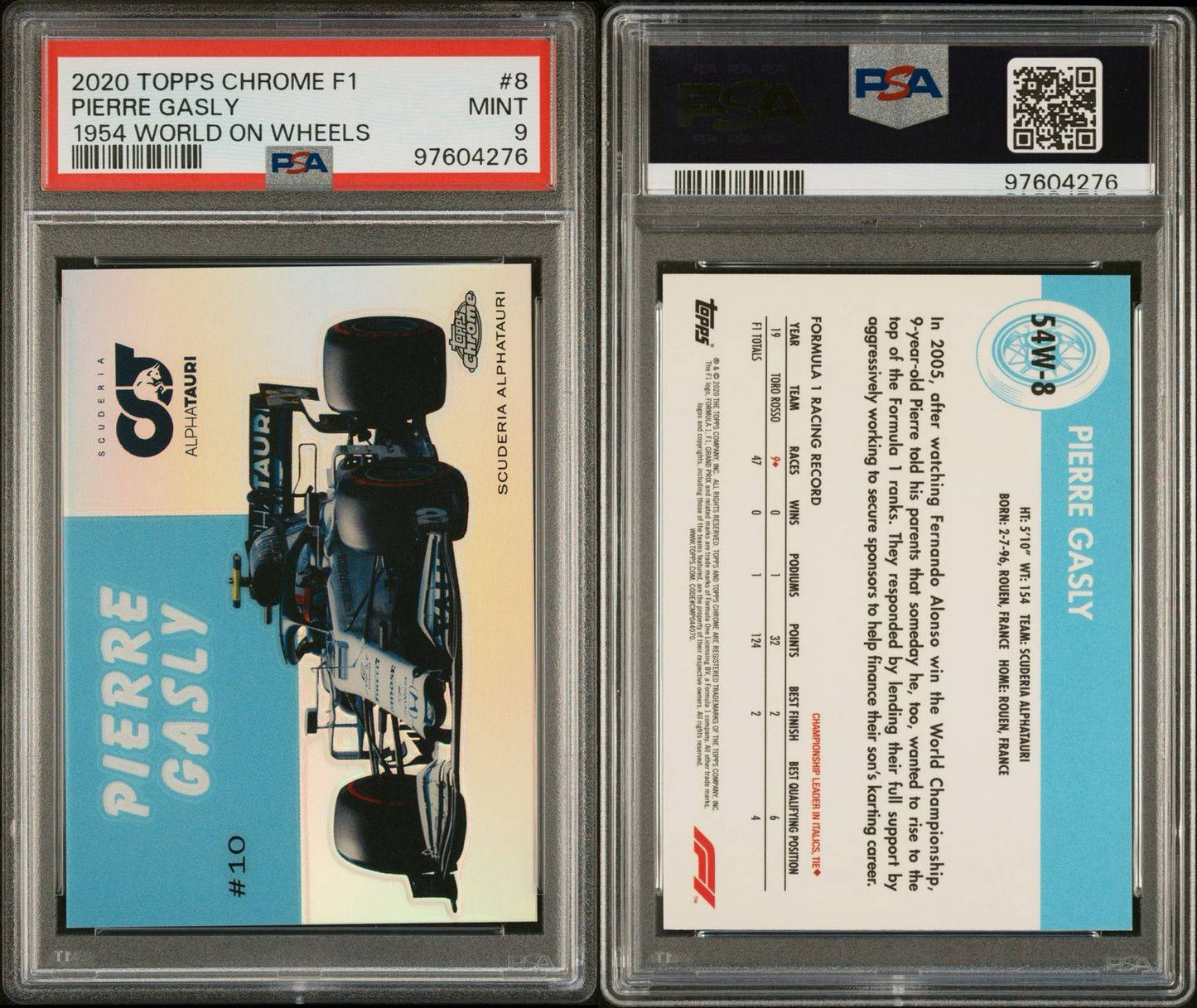 2020 Topps Chrome F1 Pierre Gasly PSA 9