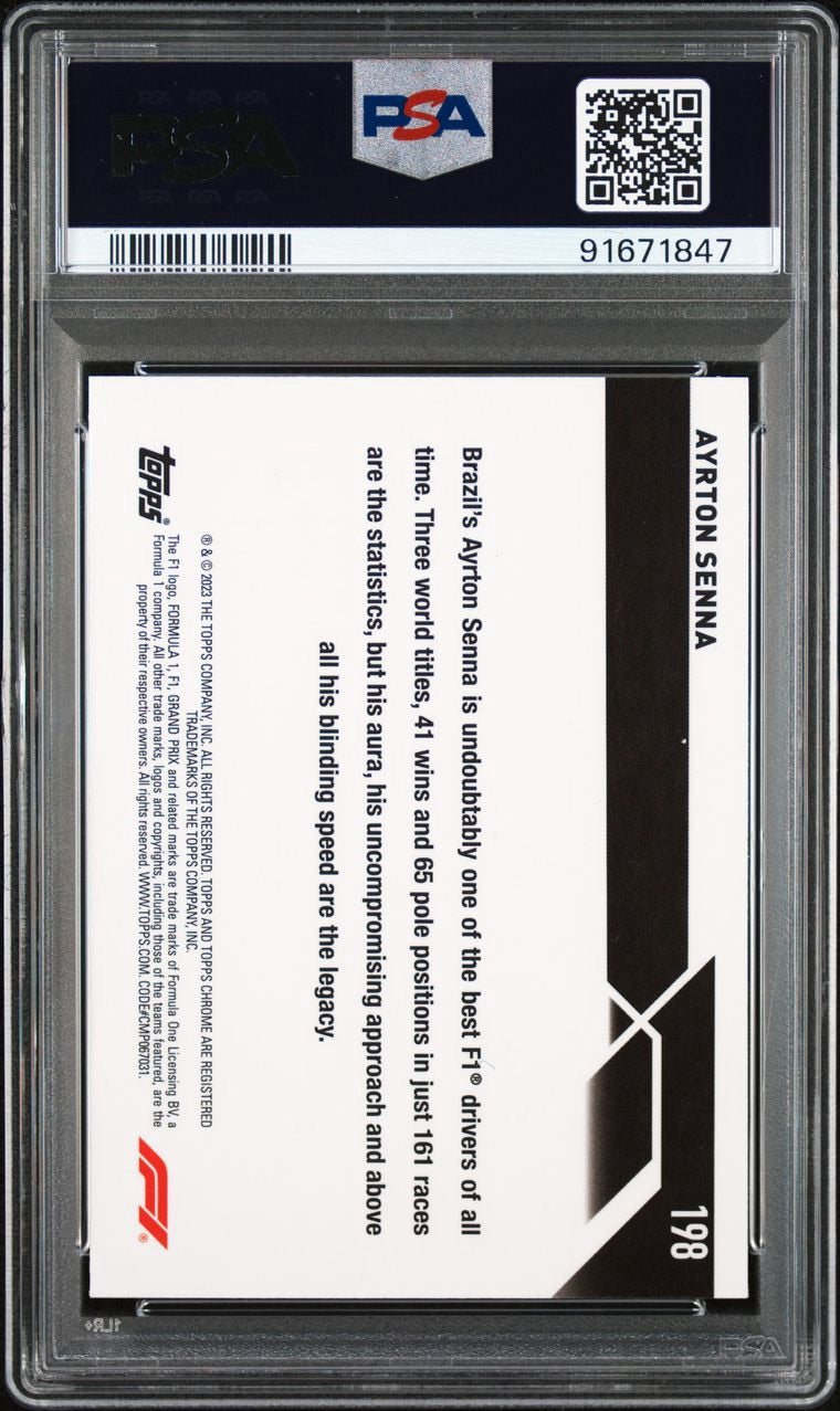 2023 TOPPS CHROME FORMULA 1 Ayrton Senna 145/399 Purple PSA 9