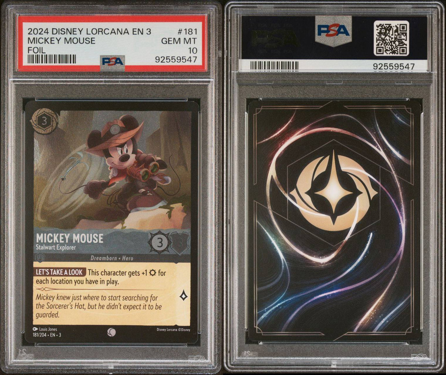 2024 Disney Lorcana EN3 Mickey Mouse Foil PSA 10