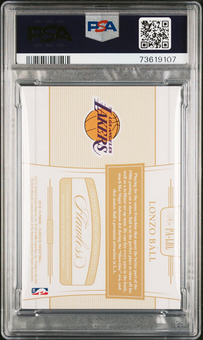 2018 Panini Flawless Lonzo Ball AUTO PATCH /10 PSA 9