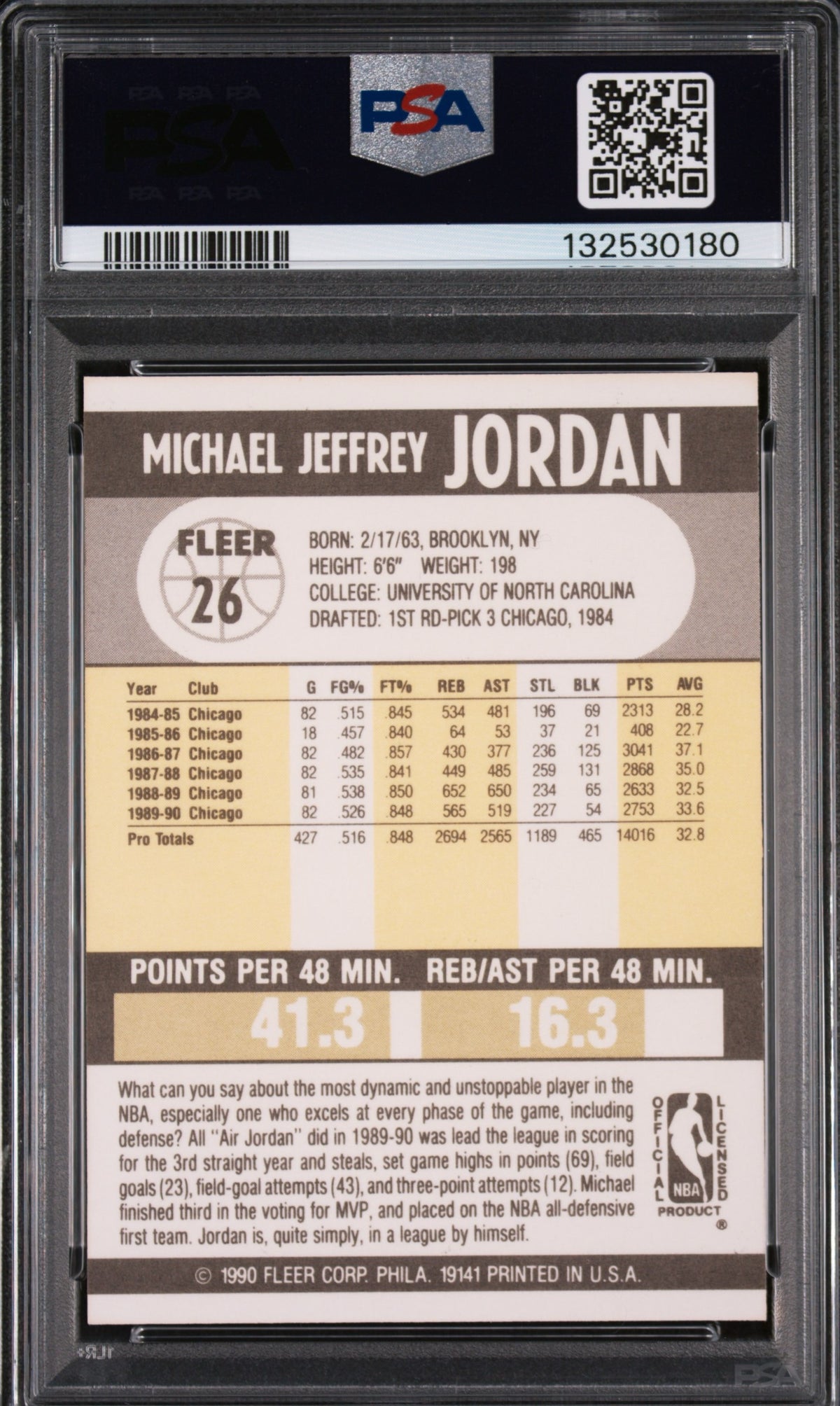 1990 Fleer Michael Jordan PSA 9