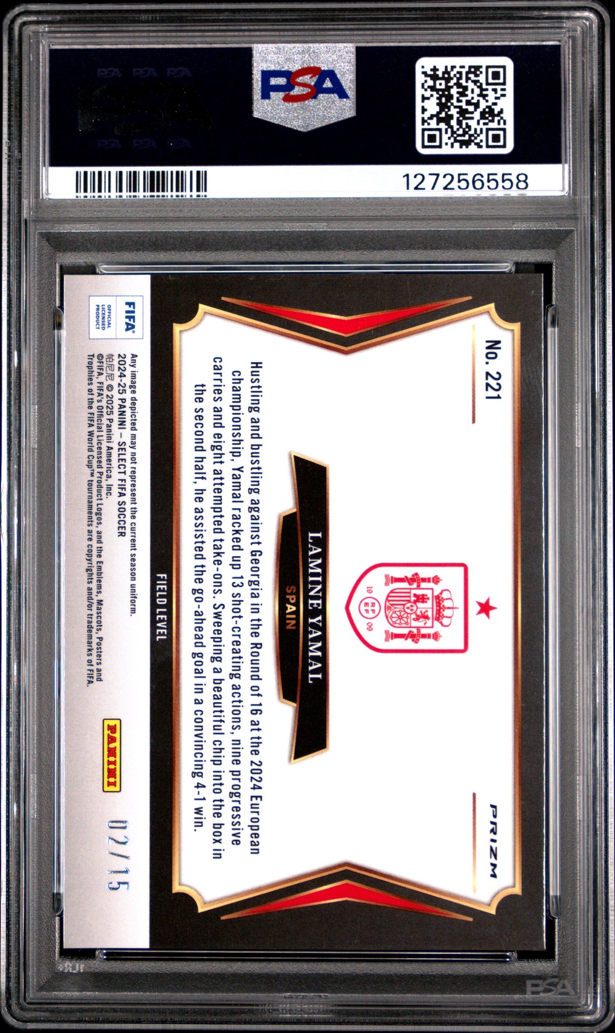 2024 Panini Select FIFA Lamine Yamal TESSELATION PSA 10 /15 POP 1