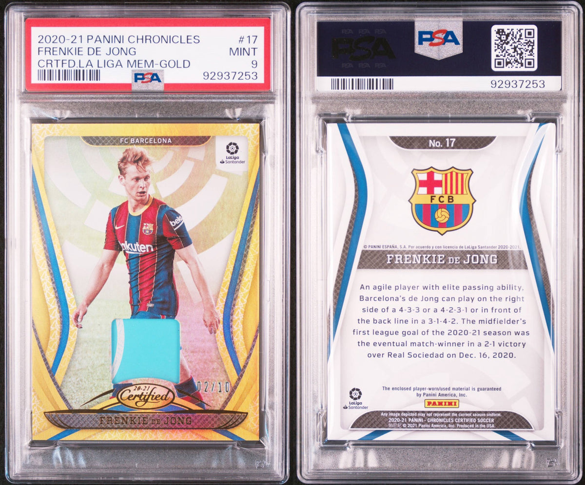 20212 Panini Chronicles Frenkie de Jong PATCH GOLD PSA 9