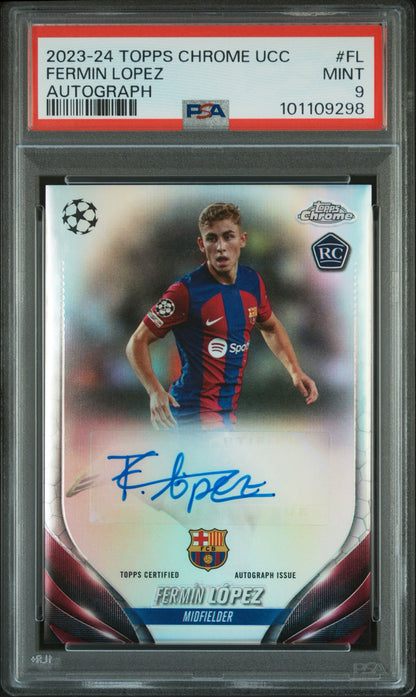 2023-24 Topps Chrome UCC Fermin Lopez AUTO PSA 9