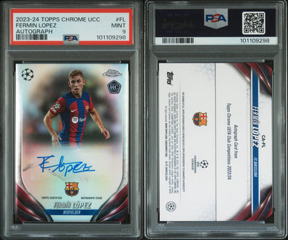 2023-24 Topps Chrome UCC Fermin Lopez AUTO PSA 9