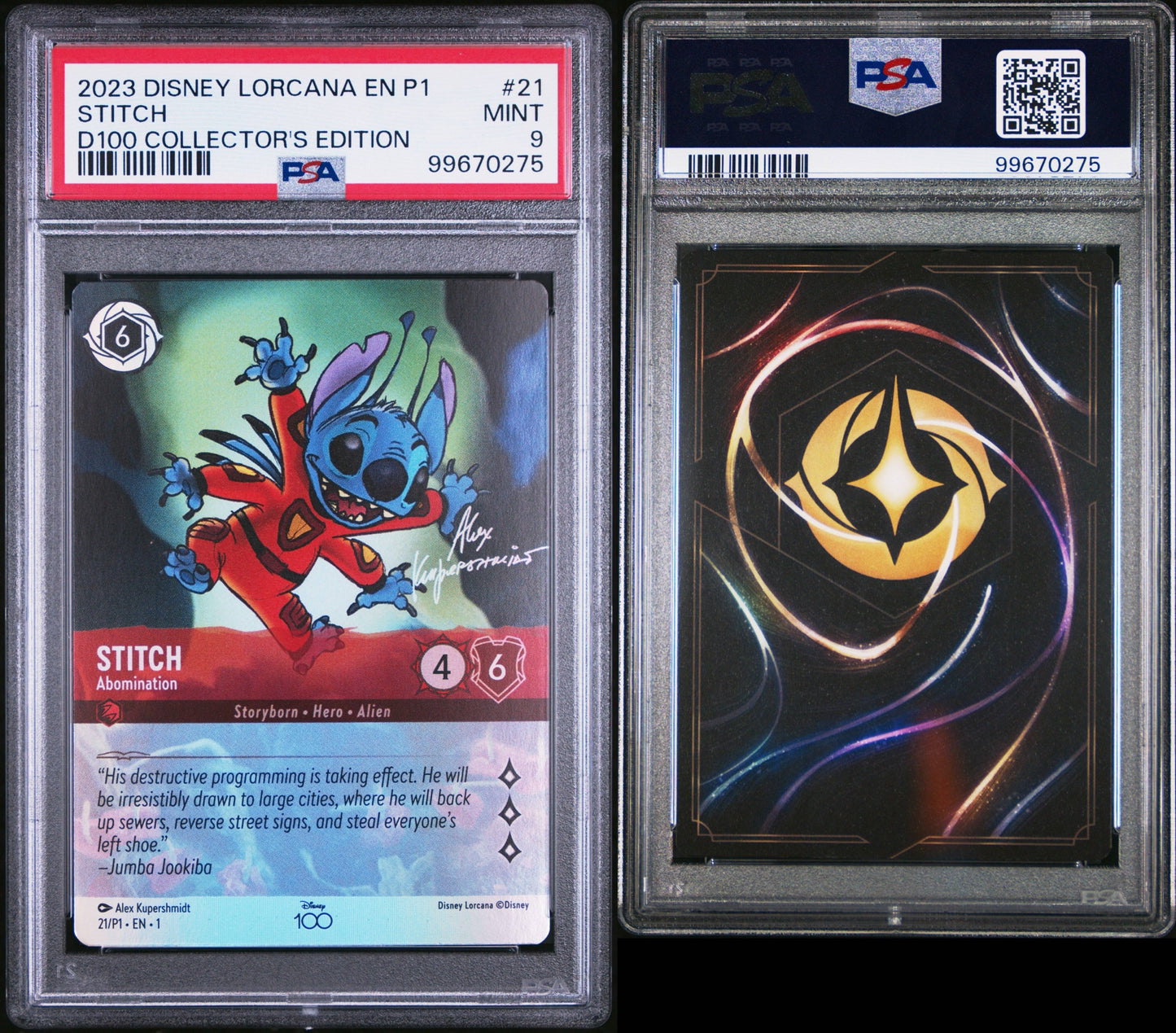 2023 Disney Lorcana EN P1 Stitch D100 Collector’s Edition PSA 9