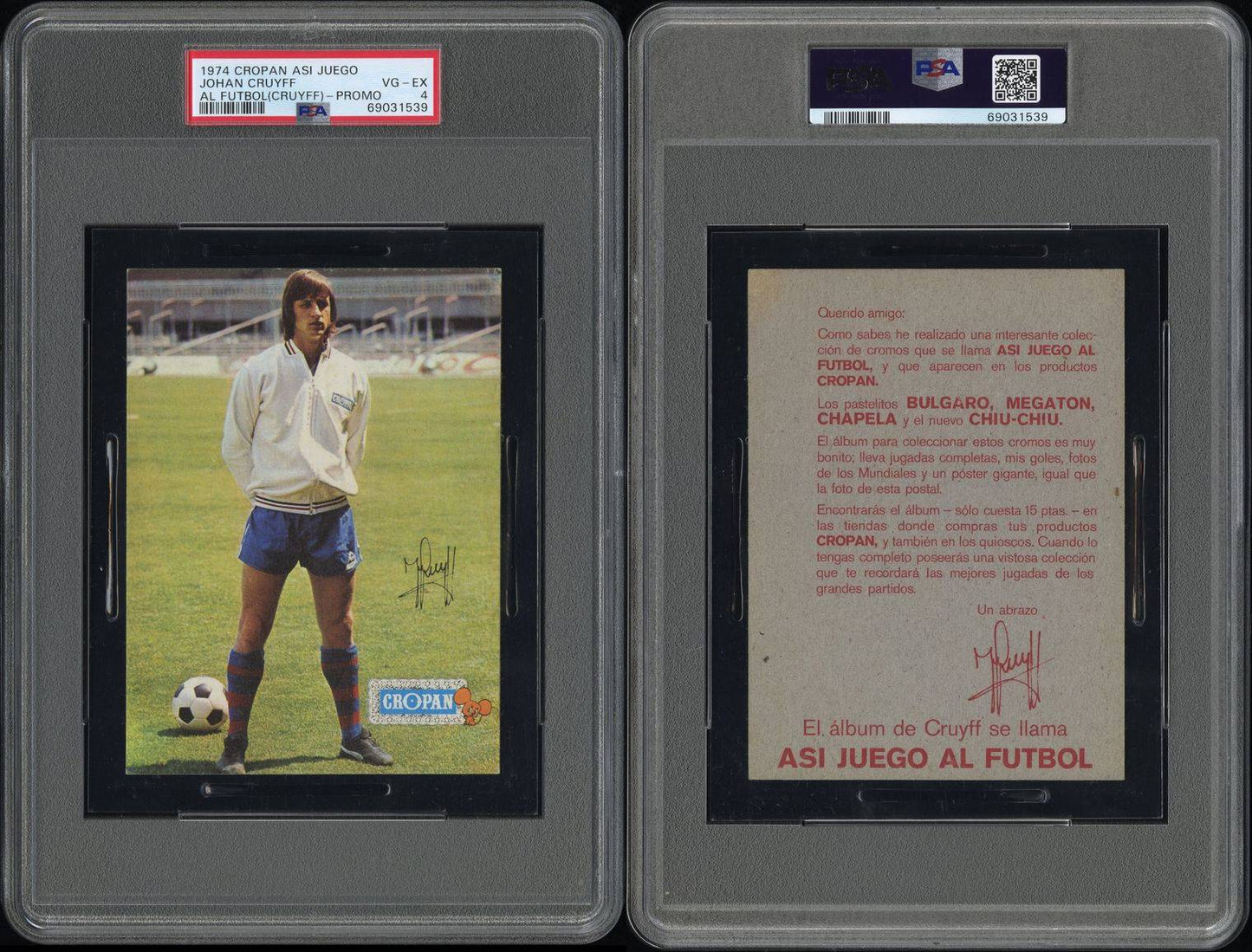 1974 Johan Cruyff AL FUTBOL Promo PSA 4