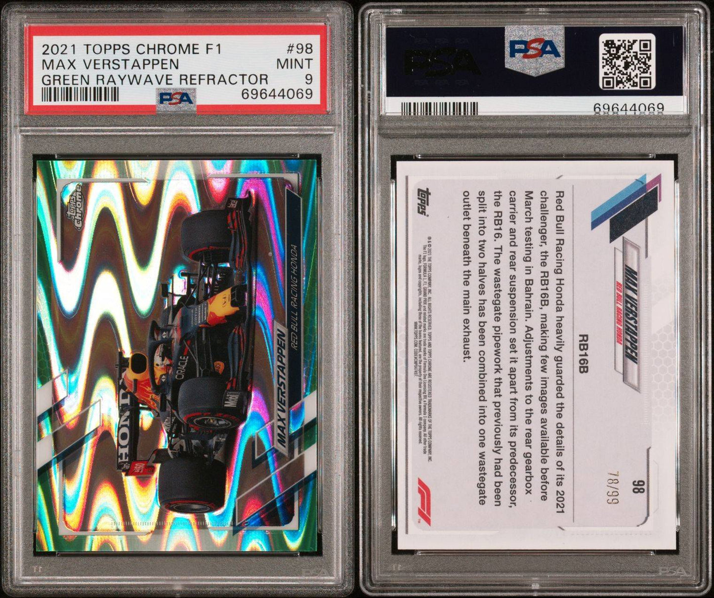 2021 Max Verstappen Green Wave Refractor 78/99 PSA 9