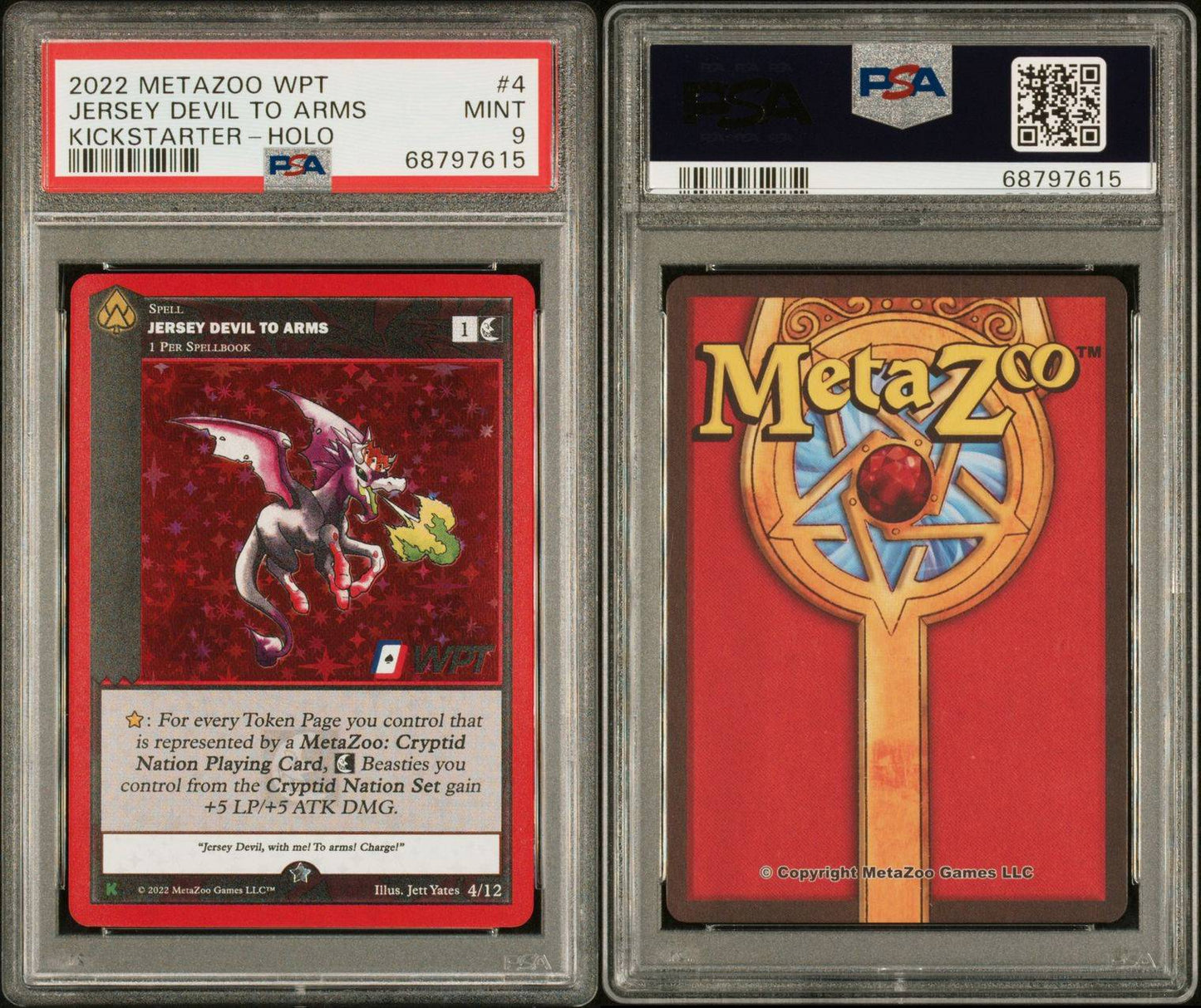 2022 Jersey devil to arms World Poker Tour HOLO PSA 9