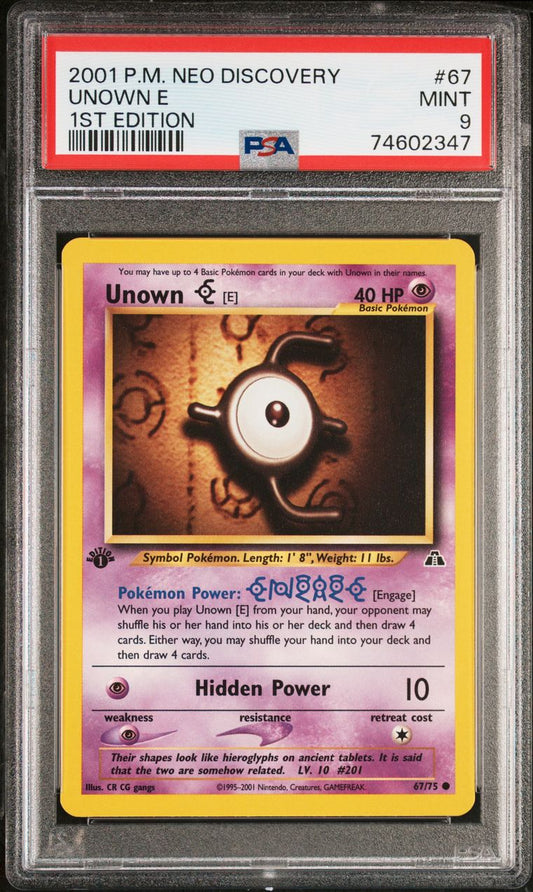 2001 Unown E 1st Edition PSA 9