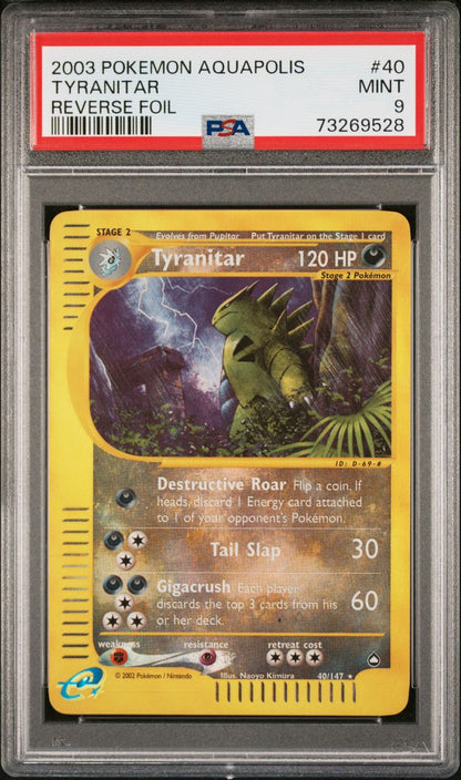 2003 Tyranitar reverse foil Aquapolis PSA 9