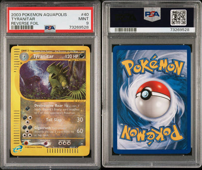 2003 Tyranitar reverse foil Aquapolis PSA 9