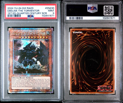 2024 Obelisk the Tormentor 1st ed. Quarter Century secret Rare PSA 9