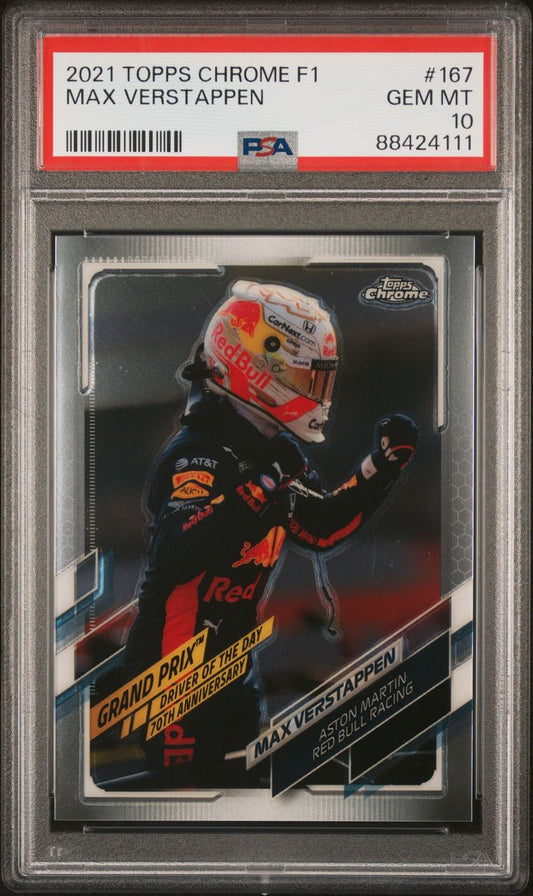 2021 Topps Chrome F1 Max Verstappen PSA 10