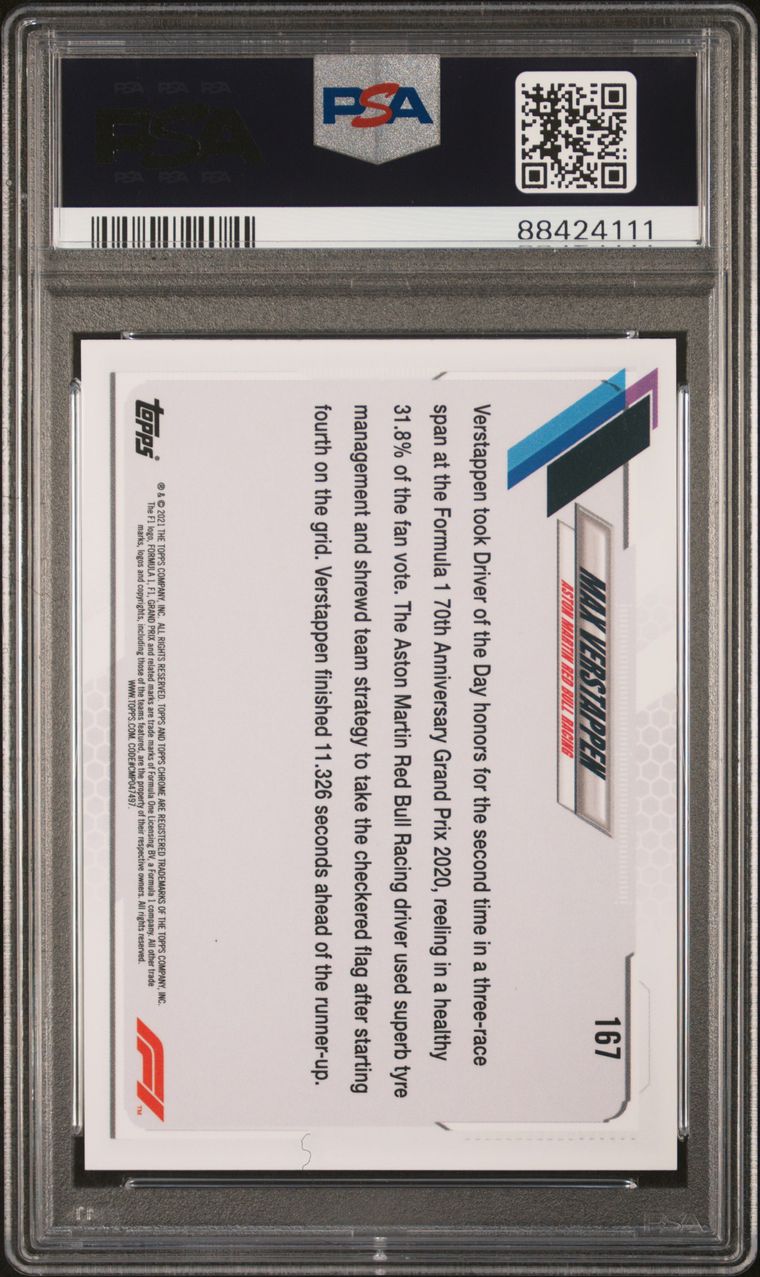 2021 Topps Chrome F1 Max Verstappen PSA 10