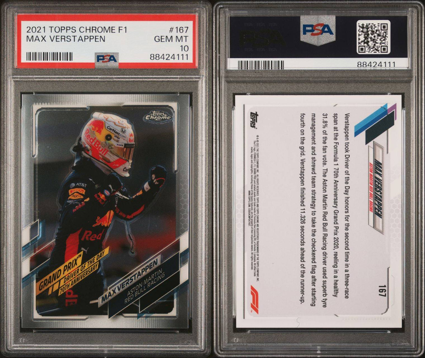 2021 Topps Chrome F1 Max Verstappen PSA 10