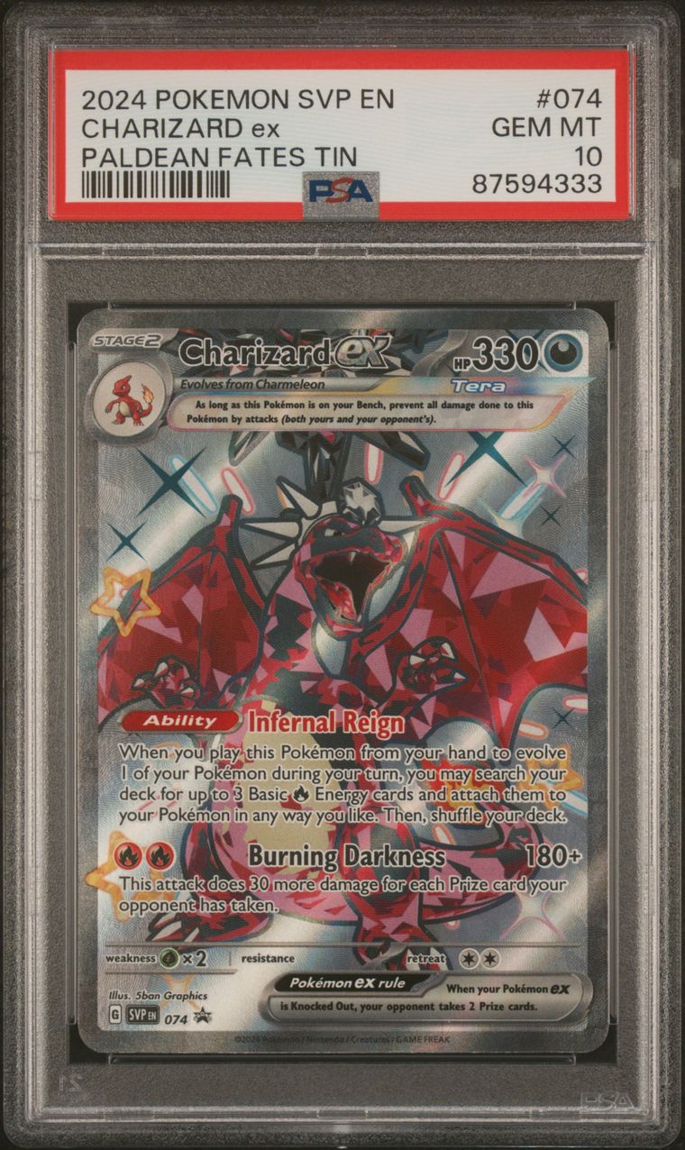 2024 Charizard Paldean Fates Tin PSA 10
