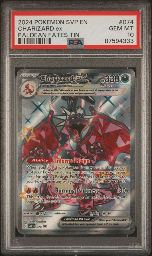 2024 Charizard Paldean Fates Tin PSA 10