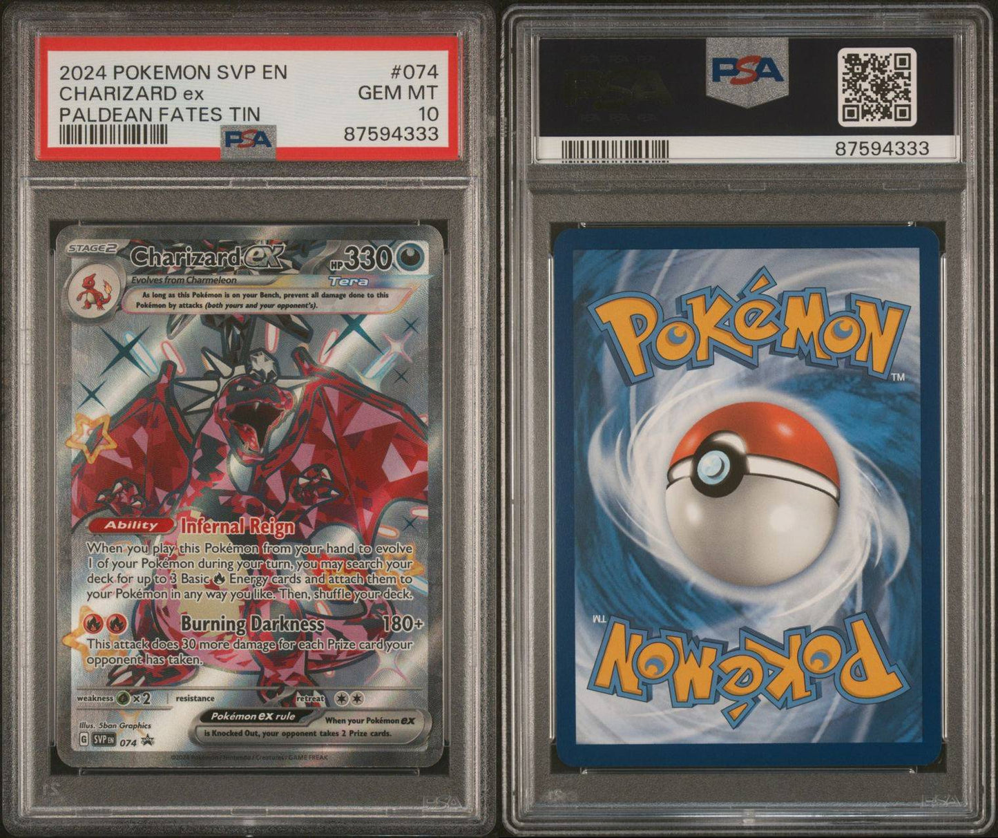 2024 Charizard Paldean Fates Tin PSA 10