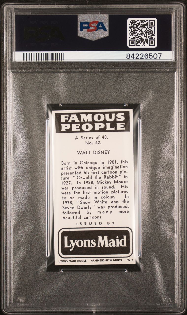 1966 Lyons Maid Famous People Walt Disney PSA 5