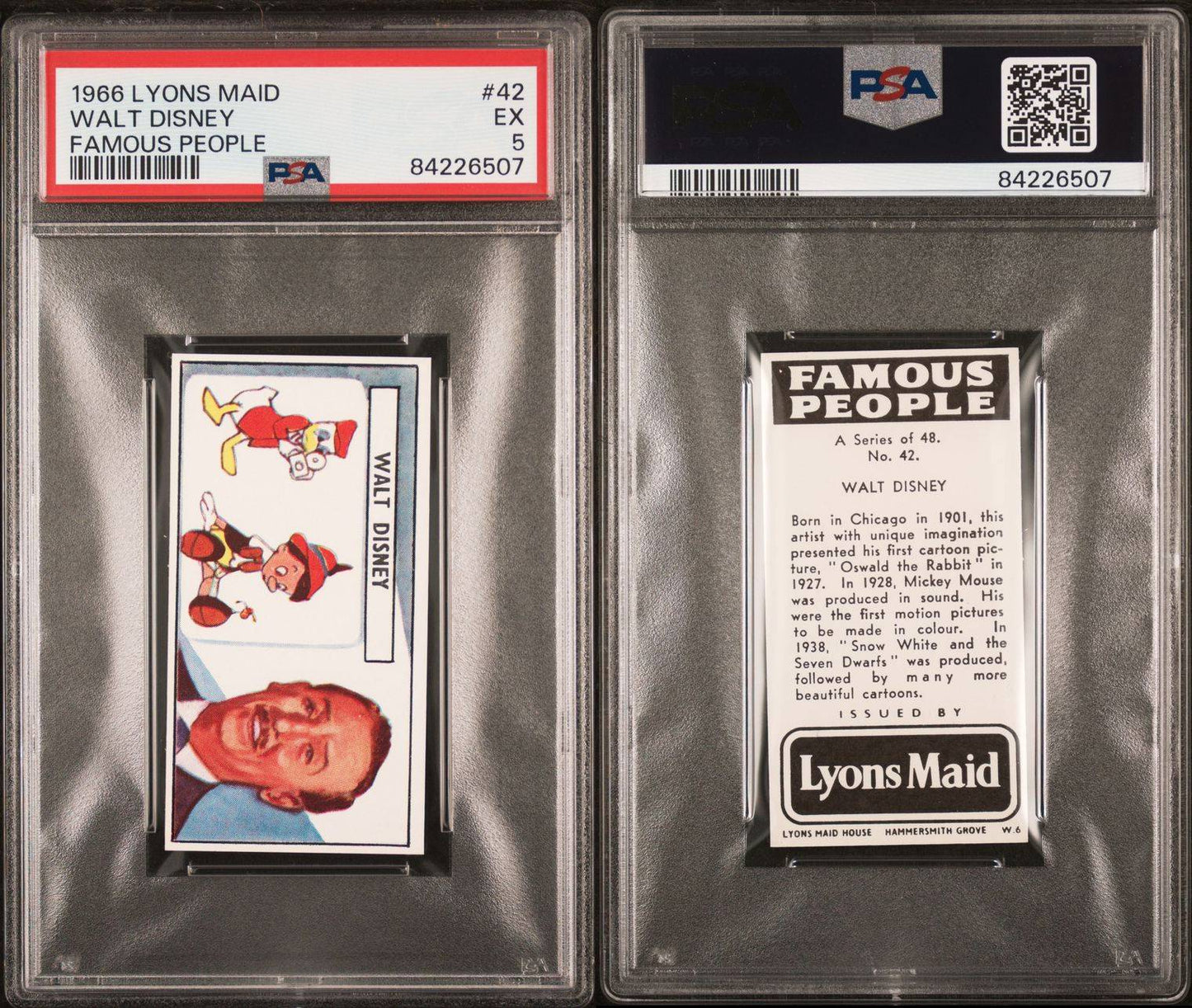 1966 Lyons Maid Famous People Walt Disney PSA 5