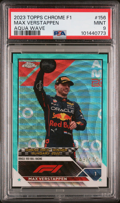 2023 Max Verstappen Aqua Wave Refractor PSA 9