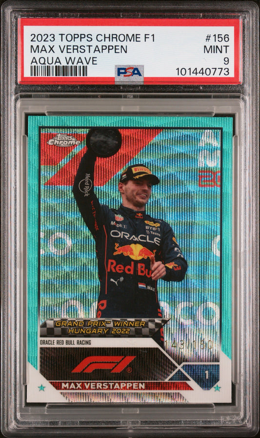 2023 Max Verstappen Aqua Wave Refractor PSA 9