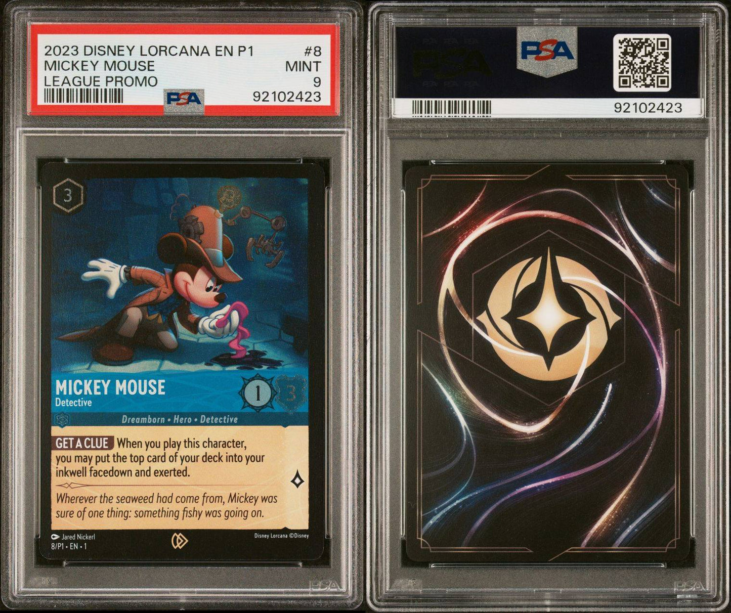 2023 Disney Lorcana EN P1 Mickey Mouse League Promo PSA 9
