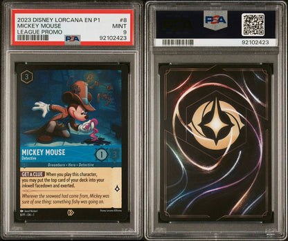 2023 Disney Lorcana EN P1 Mickey Mouse League Promo PSA 9
