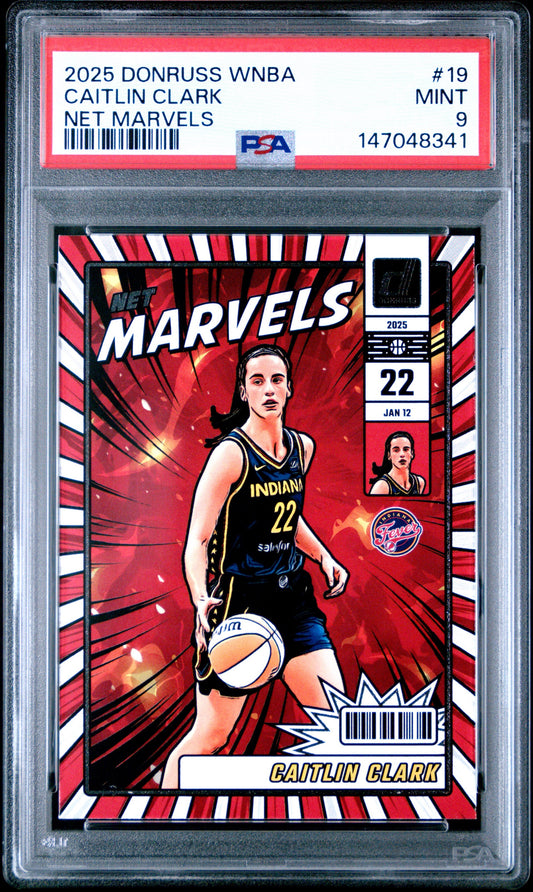 2025 Donruss WNBA Caitlin Clark Net Marvels PSA 9