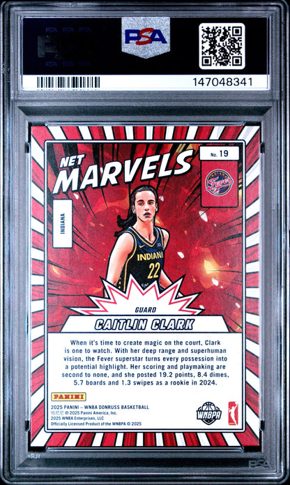 2025 Donruss WNBA Caitlin Clark Net Marvels PSA 9