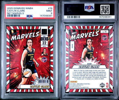 2025 Donruss WNBA Caitlin Clark Net Marvels PSA 9