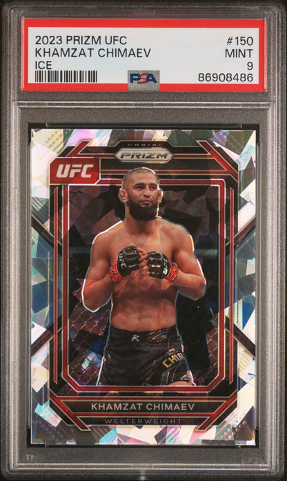 2023 PRIZM UFC Khamzat Chimaev ICE PSA 9
