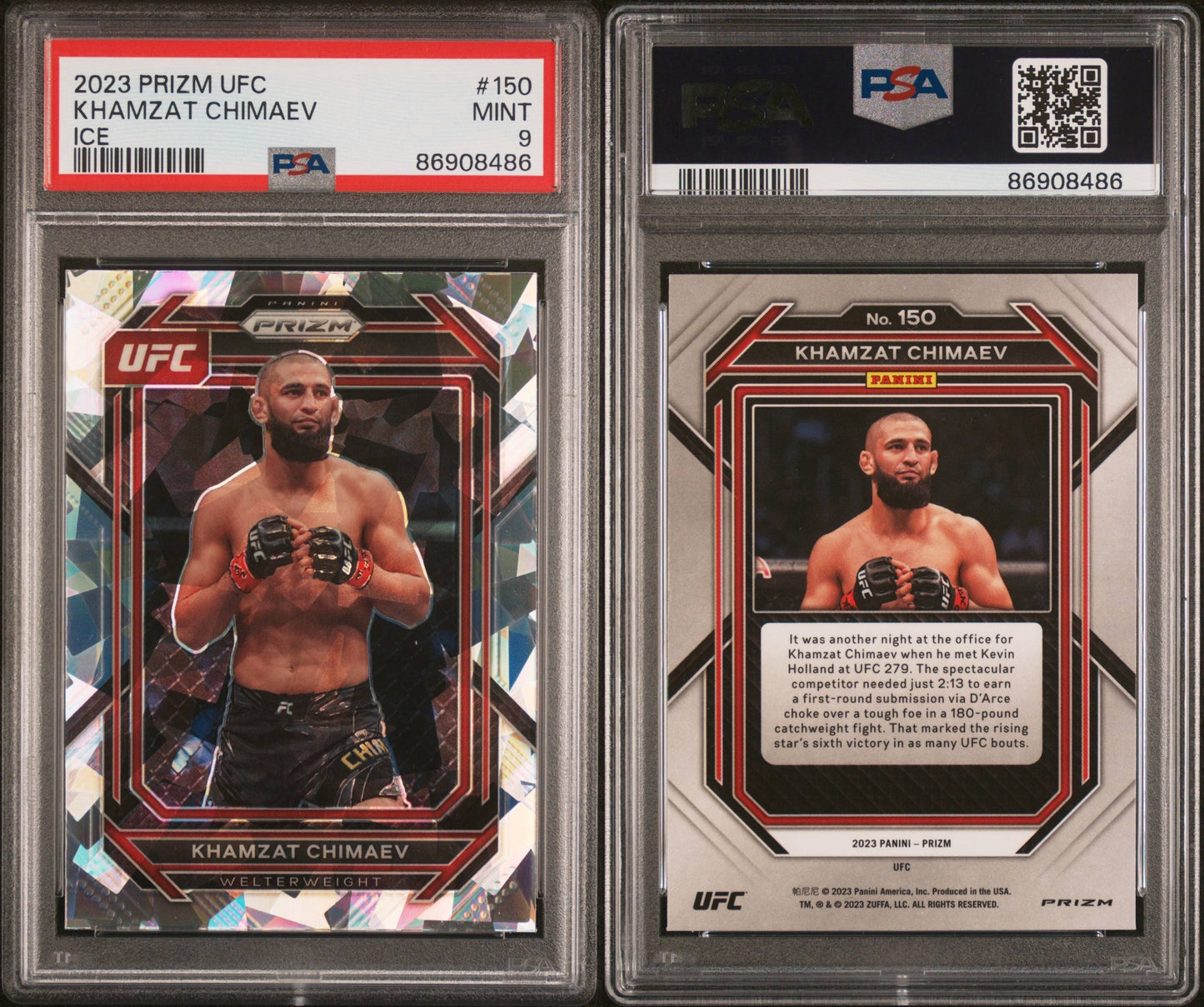 2023 PRIZM UFC Khamzat Chimaev ICE PSA 9