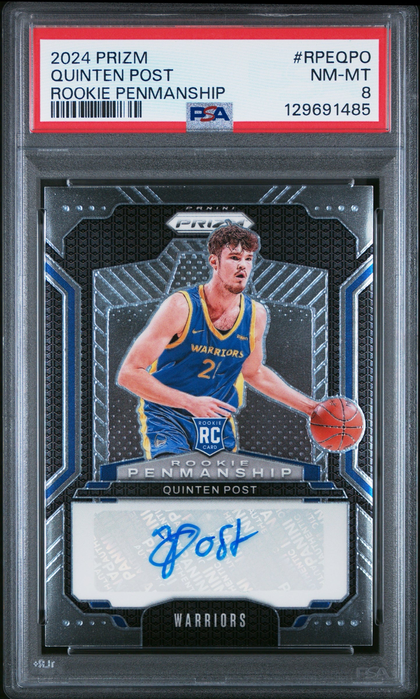 2024 Prizm Quitin Post AUTO Rookie Penmanship PSA 8