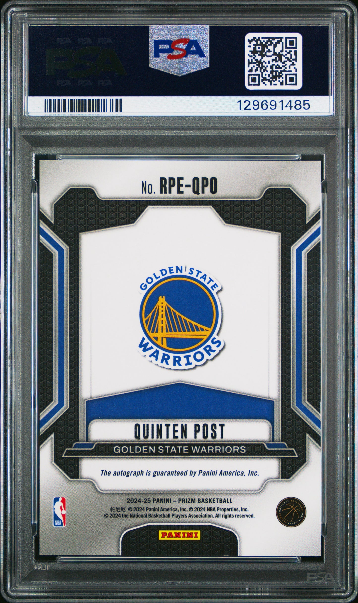 2024 Prizm Quitin Post AUTO Rookie Penmanship PSA 8