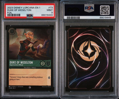 2023 Disney Lorcana EN1 Duke of Weselton Foil PSA 9