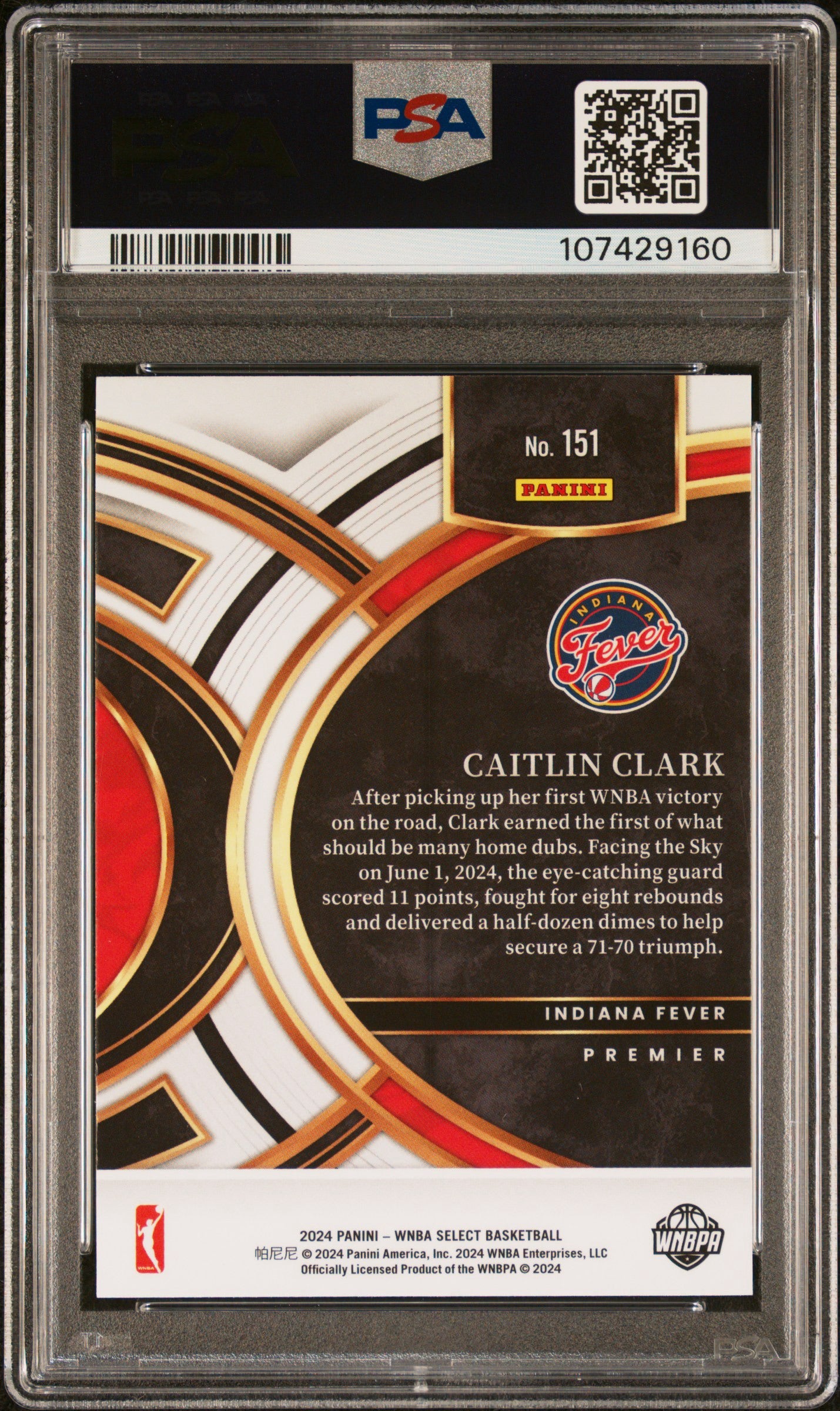 2024 Select WNBA Caitlin Clark PSA 9
