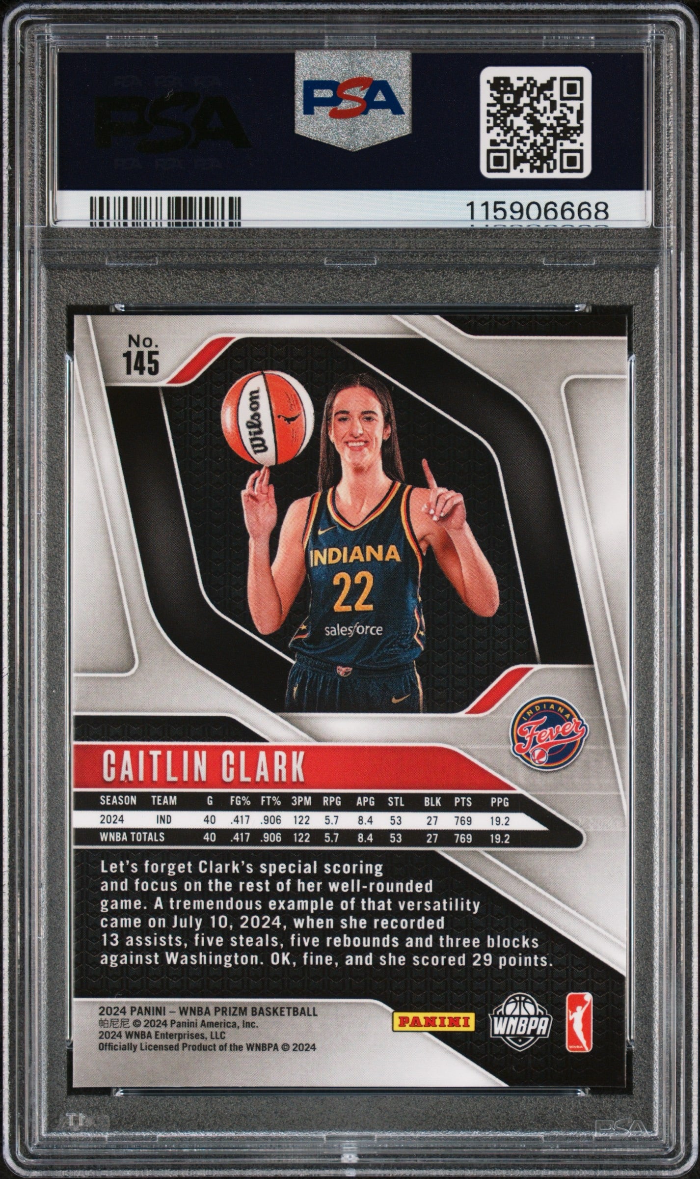2024 Prizm WNBA Caitlin Clark PSA 9