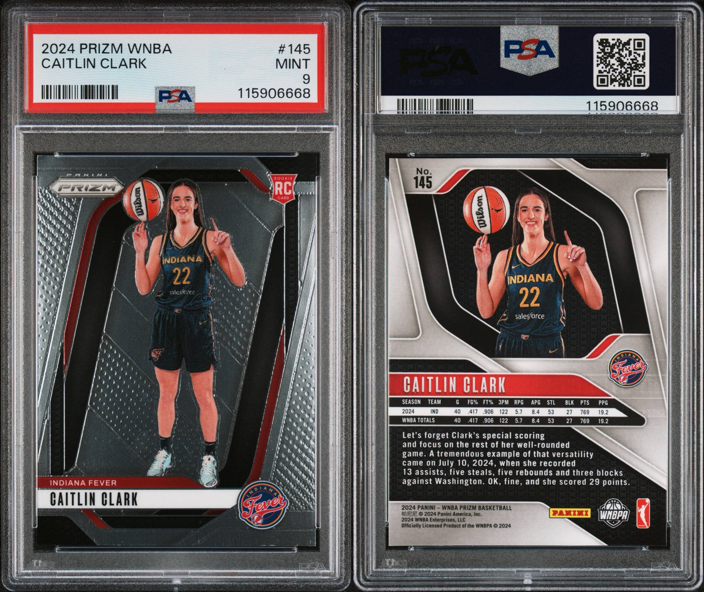 2024 Prizm WNBA Caitlin Clark PSA 9