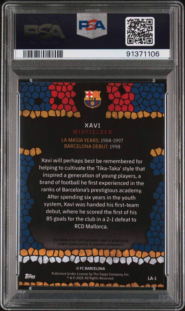 2022-23 Topps Chrome FCB Xavi AUTO PSA 9